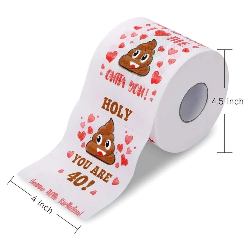Funny 40th Birthday Toilet Paper - White and Red - Gag Gift Prank